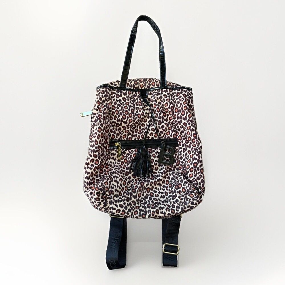 Betsey Johnson Leopard Print Convertible Backpack Shoulder Bag Tote Animal 13x18